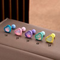 1 Piece Ear Cartilage Rings & Studs Sweet Simple Style Heart Shape 316 Stainless Steel  Copper Plating Inlay Zircon main image 1