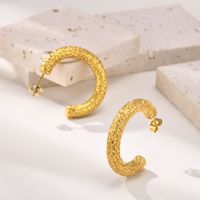 1 Pair Vintage Style Simple Style Solid Color Plating 304 Stainless Steel Hoop Earrings sku image 1