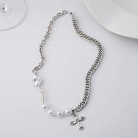 1 Piece Fashion Round Letter Bow Knot Metal Pearl Plating Inlay Rhinestones Women's Necklace sku image 2