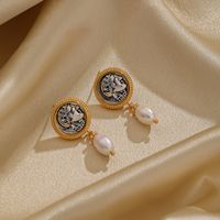 1 Pair Ig Style Elegant Portrait Animal Owl Plating Inlay Copper Freshwater Pearl 18k Gold Plated Drop Earrings main image 4