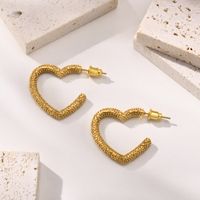 1 Pair Simple Style Heart Shape Plating 201 Stainless Steel Ear Studs main image 6