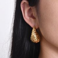 1 Pair Vintage Style Solid Color Plating 201 Stainless Steel Gold Plated Drop Earrings main image 1