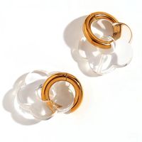 1 Pair Basic Sweet Classic Style Flower Plating Stainless Steel Arylic 18k Gold Plated Drop Earrings sku image 5