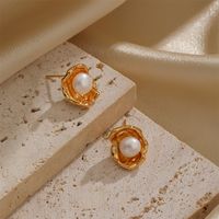 1 Pair Ig Style Y2k Cool Style Irregular Plating Inlay Copper Freshwater Pearl 18k Gold Plated Ear Studs main image 3