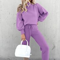 Women's Long Sleeve Women's Hoodies Sets Casual Simple Style Solid Color main image 3