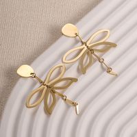 1 Pair Elegant Vacation Modern Style Dragonfly Plating 304 Stainless Steel 14K Gold Plated Drop Earrings main image 3