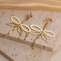 1 Pair Elegant Vacation Modern Style Dragonfly Plating 304 Stainless Steel 14K Gold Plated Drop Earrings main image 1