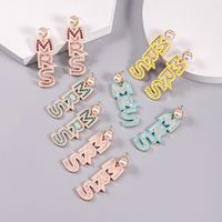 1 Pair Nordic Style Korean Style Letter Plating Inlay Alloy Rhinestones Pearl Beads Gold Plated Drop Earrings main image 3
