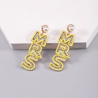 1 Pair Nordic Style Korean Style Letter Plating Inlay Alloy Rhinestones Pearl Beads Gold Plated Drop Earrings sku image 5