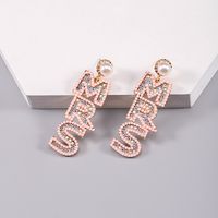 1 Pair Nordic Style Korean Style Letter Plating Inlay Alloy Rhinestones Pearl Beads Gold Plated Drop Earrings sku image 3