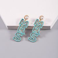 1 Pair Nordic Style Korean Style Letter Plating Inlay Alloy Rhinestones Pearl Beads Gold Plated Drop Earrings sku image 1