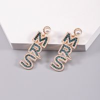 1 Pair Nordic Style Korean Style Letter Plating Inlay Alloy Rhinestones Pearl Beads Gold Plated Drop Earrings sku image 2