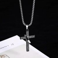 Vintage Style Exaggerated Simple Style Cross Stainless Steel Plating Silver Plated Necklace main image 1