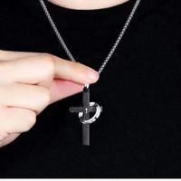 Vintage Style Exaggerated Simple Style Cross Stainless Steel Plating Silver Plated Necklace main image 7