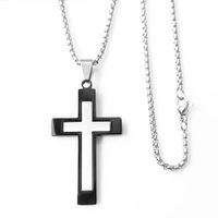 Vintage Style Exaggerated Simple Style Cross Stainless Steel Plating Silver Plated Necklace sku image 1