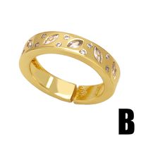 Ig Style Simple Style Round Heart Shape Copper Plating Inlay Zircon 18k Gold Plated Open Rings main image 2