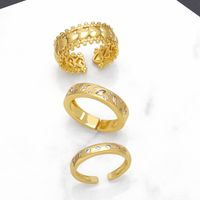 Ig Style Simple Style Round Heart Shape Copper Plating Inlay Zircon 18k Gold Plated Open Rings main image 1