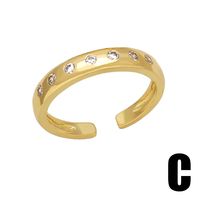 Ig Style Simple Style Round Heart Shape Copper Plating Inlay Zircon 18k Gold Plated Open Rings sku image 3