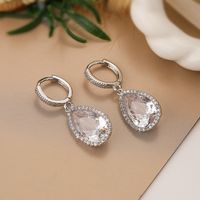 1 Pair Simple Style Commute Water Droplets Plating Inlay Copper Zircon 18k Gold Plated Drop Earrings main image 3
