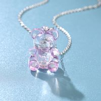 Cute Lady Shiny Little Bear Arylic Alloy Couple Pendant Necklace sku image 3