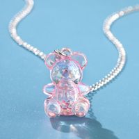 Cute Lady Shiny Little Bear Arylic Alloy Couple Pendant Necklace sku image 2