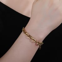 Simple Style Streetwear Solid Color Stainless Steel Titanium Steel Plating 18k Gold Plated Gold Plated Bracelets main image 5