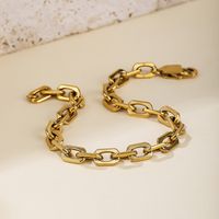 Simple Style Streetwear Solid Color Stainless Steel Titanium Steel Plating 18k Gold Plated Gold Plated Bracelets main image 3