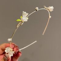 Cute Sweet Pastoral Flower Alloy Inlay Artificial Pearls Hair Band main image 4