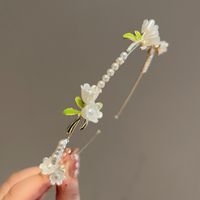 Cute Sweet Pastoral Flower Alloy Inlay Artificial Pearls Hair Band main image 5