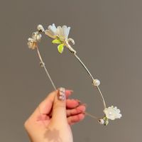 Cute Sweet Pastoral Flower Alloy Inlay Artificial Pearls Hair Band sku image 1