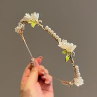 Mignon Sucré Pastorale Fleur Alliage Incruster Perles Artificielles Bande De Cheveux sku image 2