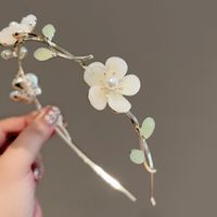 Sweet Pastoral Flower Alloy Inlay Artificial Pearls Hair Band main image 4