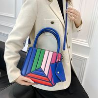 Women's All Seasons Pu Leather Color Block Streetwear Sewing Thread Square Zipper Handbag main image 5