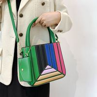 Women's All Seasons Pu Leather Color Block Streetwear Sewing Thread Square Zipper Handbag main image 4