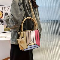 Women's All Seasons Pu Leather Color Block Streetwear Sewing Thread Square Zipper Handbag main image 2