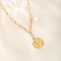 Simple Style Human Stainless Steel Titanium Steel Pearl Plating 18k Gold Plated Gold Plated Pendant Necklace main image 3