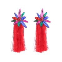 1 Pair Bohemian Ice Flowers Inlay Alloy Rhinestones Drop Earrings main image 4