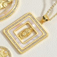 Vintage Style Simple Style Human Copper Plating Inlay Shell Zircon 14k Gold Plated Pendant Necklace main image 7