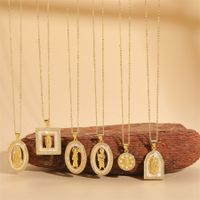 Vintage Style Simple Style Human Copper Plating Inlay Shell Zircon 14k Gold Plated Pendant Necklace main image 1