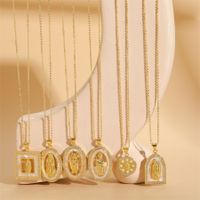 Vintage Style Simple Style Human Copper Plating Inlay Shell Zircon 14k Gold Plated Pendant Necklace main image 6