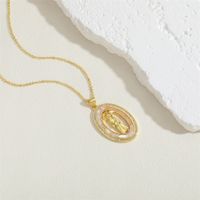 Vintage Style Simple Style Human Copper Plating Inlay Shell Zircon 14k Gold Plated Pendant Necklace sku image 1