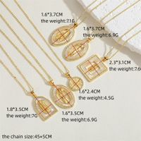 Vintage Style Simple Style Human Copper Plating Inlay Shell Zircon 14k Gold Plated Pendant Necklace main image 8