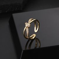 Simple Style Geometric Copper Gold Plated Zircon Open Rings In Bulk main image 1