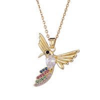 Sweet Simple Style Bird Copper Gold Plated Zircon Pendant Necklace In Bulk main image 2