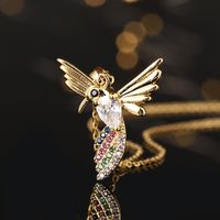Süss Einfacher Stil Vogel Kupfer Vergoldet Zirkon Halskette Mit Anhänger In Masse sku image 2