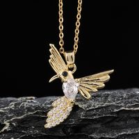 Süss Einfacher Stil Vogel Kupfer Vergoldet Zirkon Halskette Mit Anhänger In Masse sku image 1