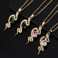Casual Retro Simple Style Snake Copper Plating Inlay Zircon Gold Plated Pendant Necklace main image 1
