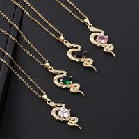 Casual Retro Simple Style Snake Copper Plating Inlay Zircon Gold Plated Pendant Necklace main image 5