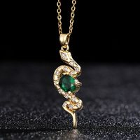 Casual Retro Simple Style Snake Copper Plating Inlay Zircon Gold Plated Pendant Necklace main image 3