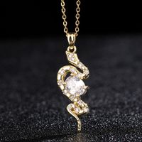 Casual Retro Simple Style Snake Copper Plating Inlay Zircon Gold Plated Pendant Necklace sku image 1